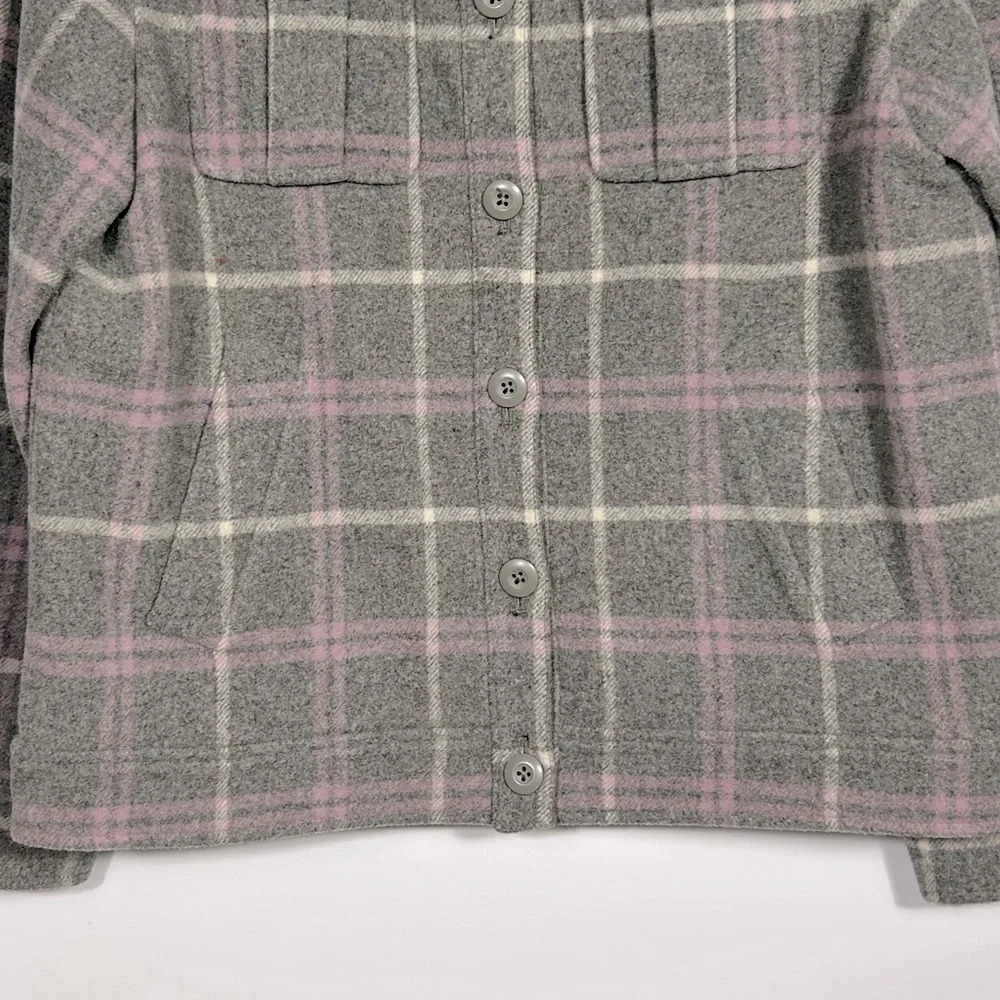J.Crew Shirt-jacket in stretch wool-blend plaid Size S Gray/Lilac